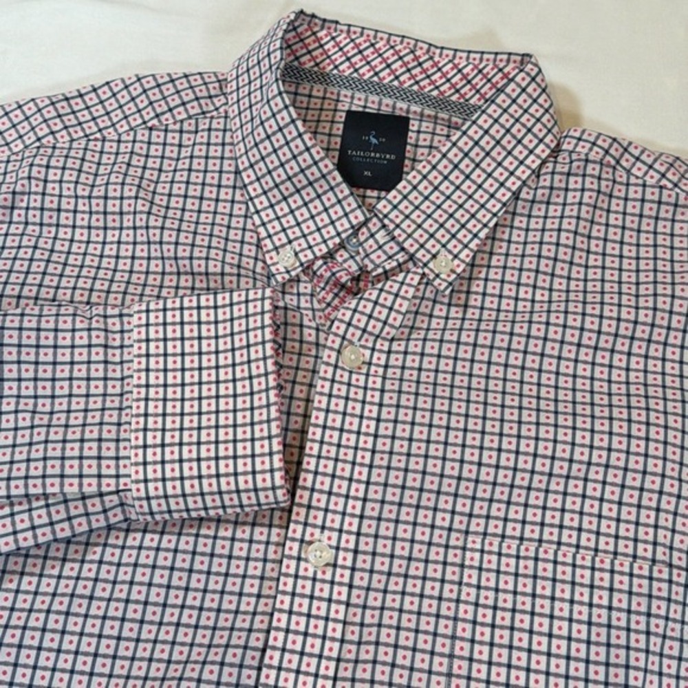 TailorByrd‎ Mens Pink Blue Geometric Button Up Shirt Flip Cuff Size XL